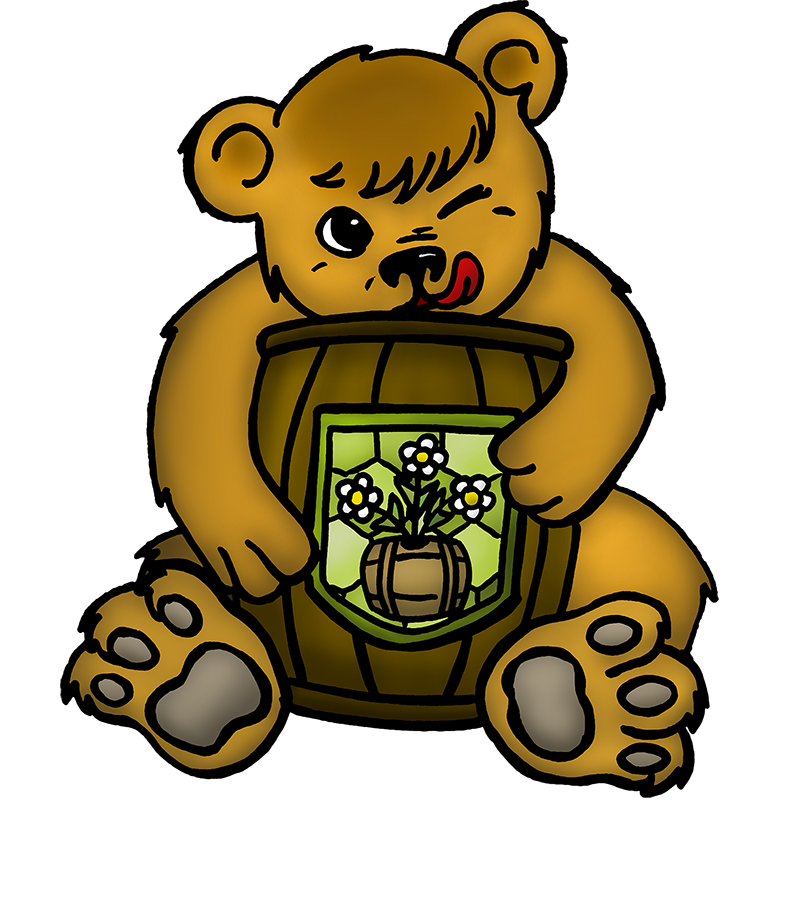 Bär mit Honig zwinkert